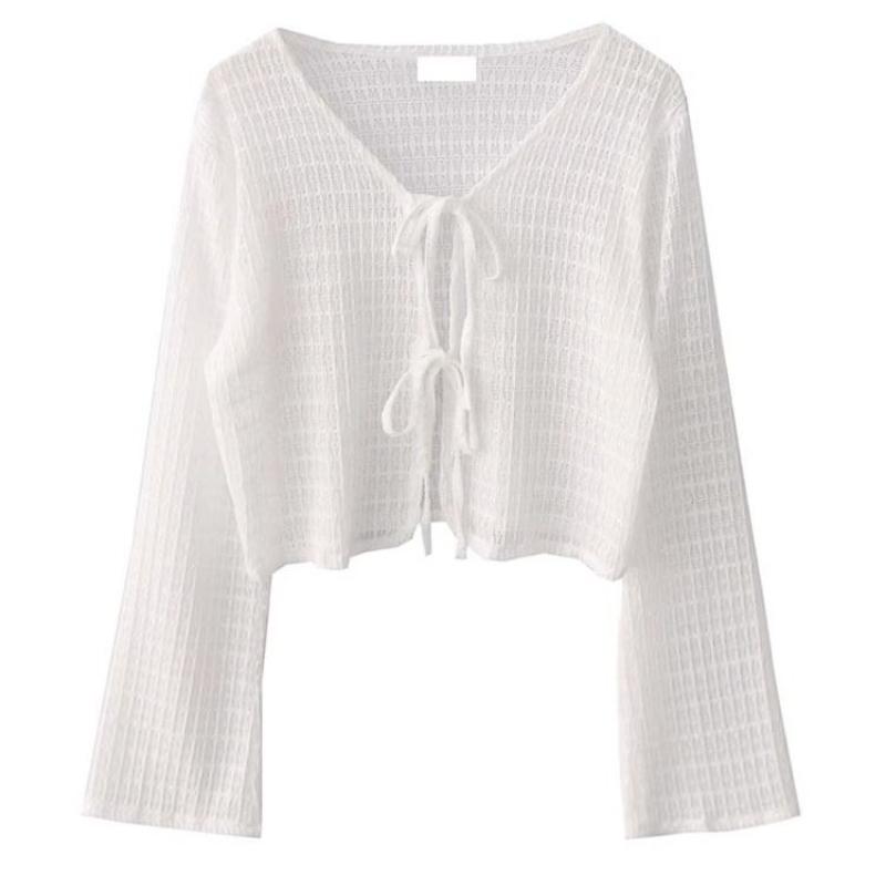 

Синий кардиган-блузка Женская тонкая вязаная солнцезащитная одежда с юбкой на подтяжках One Size белый