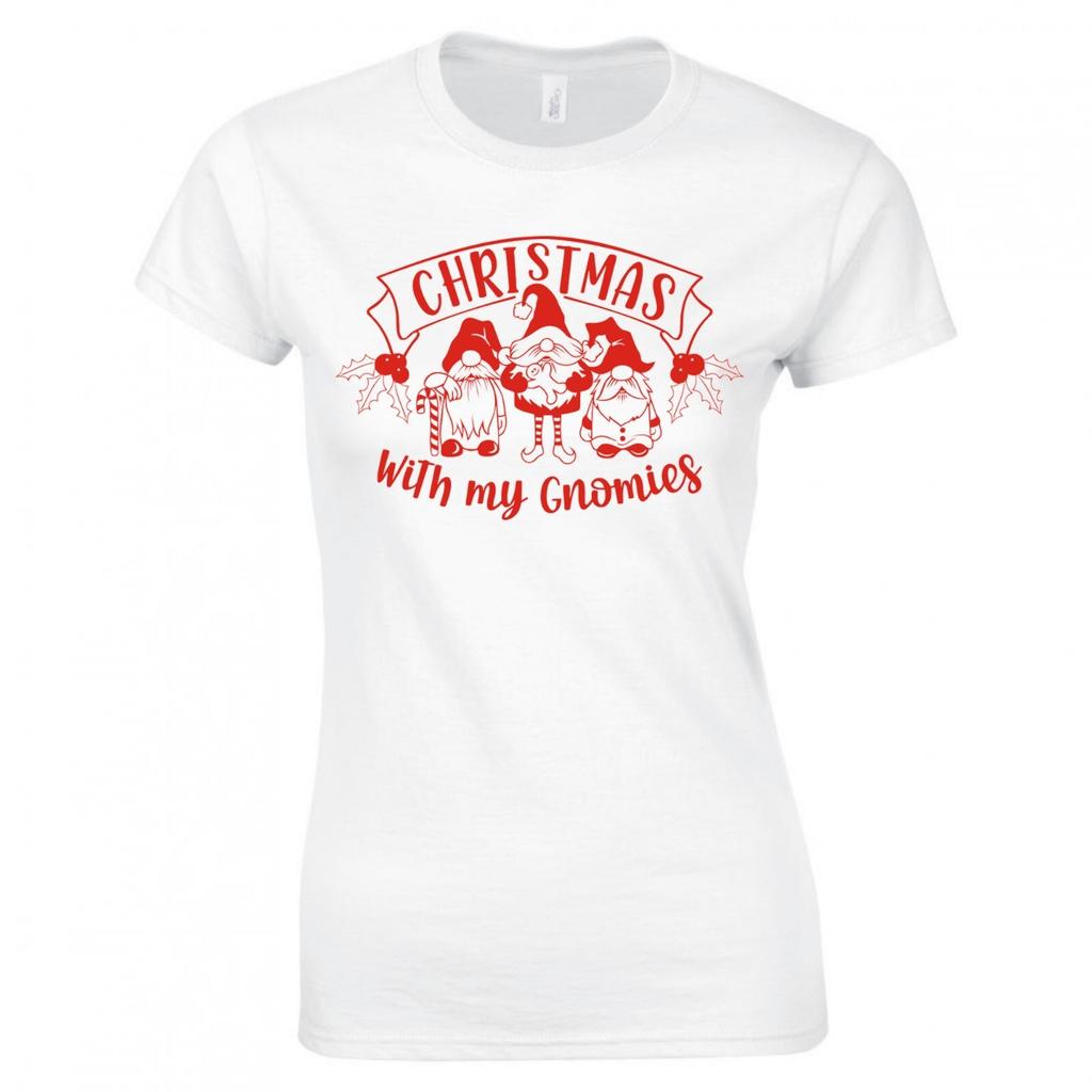 Funny Christmas Christmas With My Gnomies Ladies Skinny Fit Tshirt
