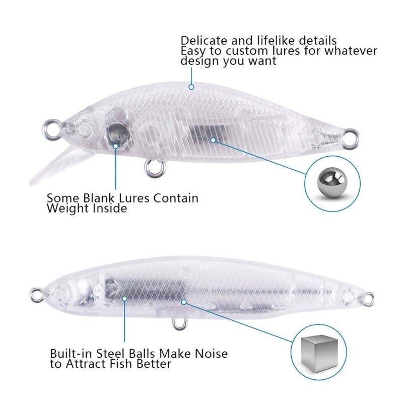 Fishing Lures Making Set DIY Crankbaits Minnow Set Blank Hard Baits Set with Hook Split Rings Lure Eye Sticker
