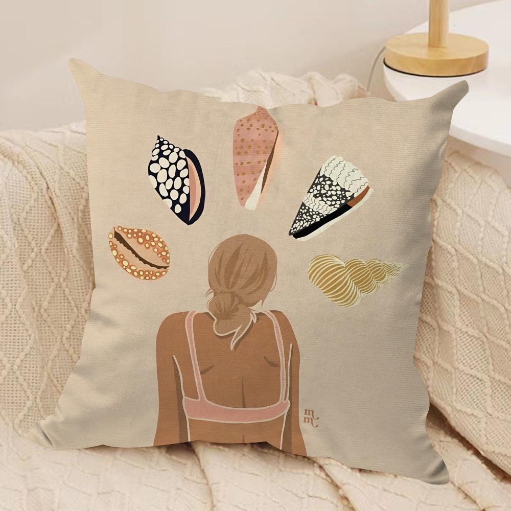 Summer Surfing Ins Art Cushion Cover Silky Short Plush Invisible Zipper Dustproof Sofa Pillow Case For Home Decor