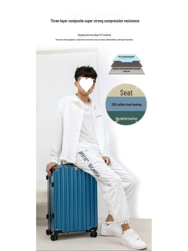 מזוודת טרולי עם שלדת אלומיניום חזקה, גלגלים שקטים ומנעול קומבינציה - קיבולת גדולה לגברים, נשים וסטודנטים