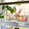 Cute Rabbit Easter Eggs Balcony Glass Window Background Beautification Decoration Window Stickers