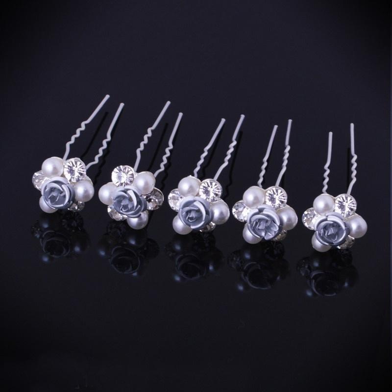 10 sztuk kryształ perłowy kwiat ślubny dla nowożeńców spinki do włosów spinki do włosów Party Dance biżuteria akcesoria
