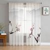 Plum Blossom Bird Chinese Style Tulle Translucent Drapes for Living Room Decoration Window Opening Drape for Bedroom Voile Organza Drapes
