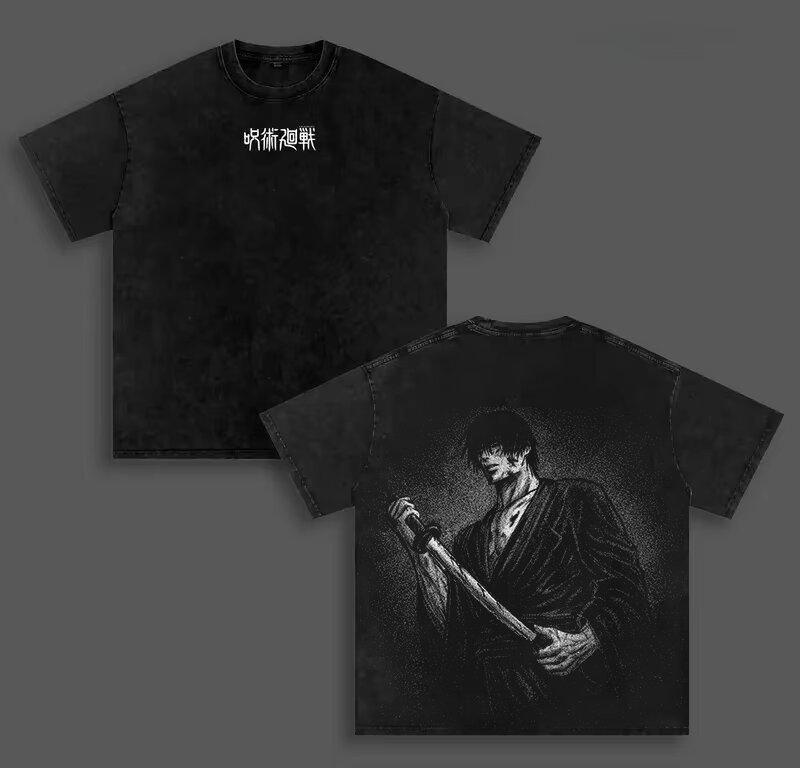 Fushiguro Toji Jujutsu Kaisen T-shirt Anime Washed Y2k Tee Shirt Summer Short Sleeve 100% Cotton Tshirt For Men's Clothing Tops