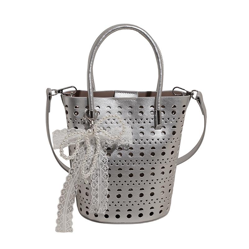 Bag Women's Hollow Bucket Bag Fashion Versatile Handbag Casual Shoulder Messenger Bag Commuter Bag