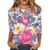 Women's Fashion Casual Three-quarter Sleeve Floral Print Round Neck Top
