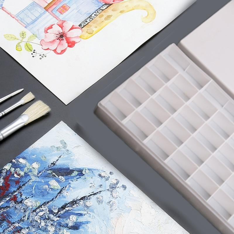 Aquarellfarben Palette Box 24 Vertiefungen 36 Vertiefungen Reisefarbkasten Farbmischpalette mit auslaufsicherem Deckel für Künstler Studenten