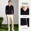 Antonio Men's 100% Merino Wool Business Casual Long-Sleeve Polo Shirt