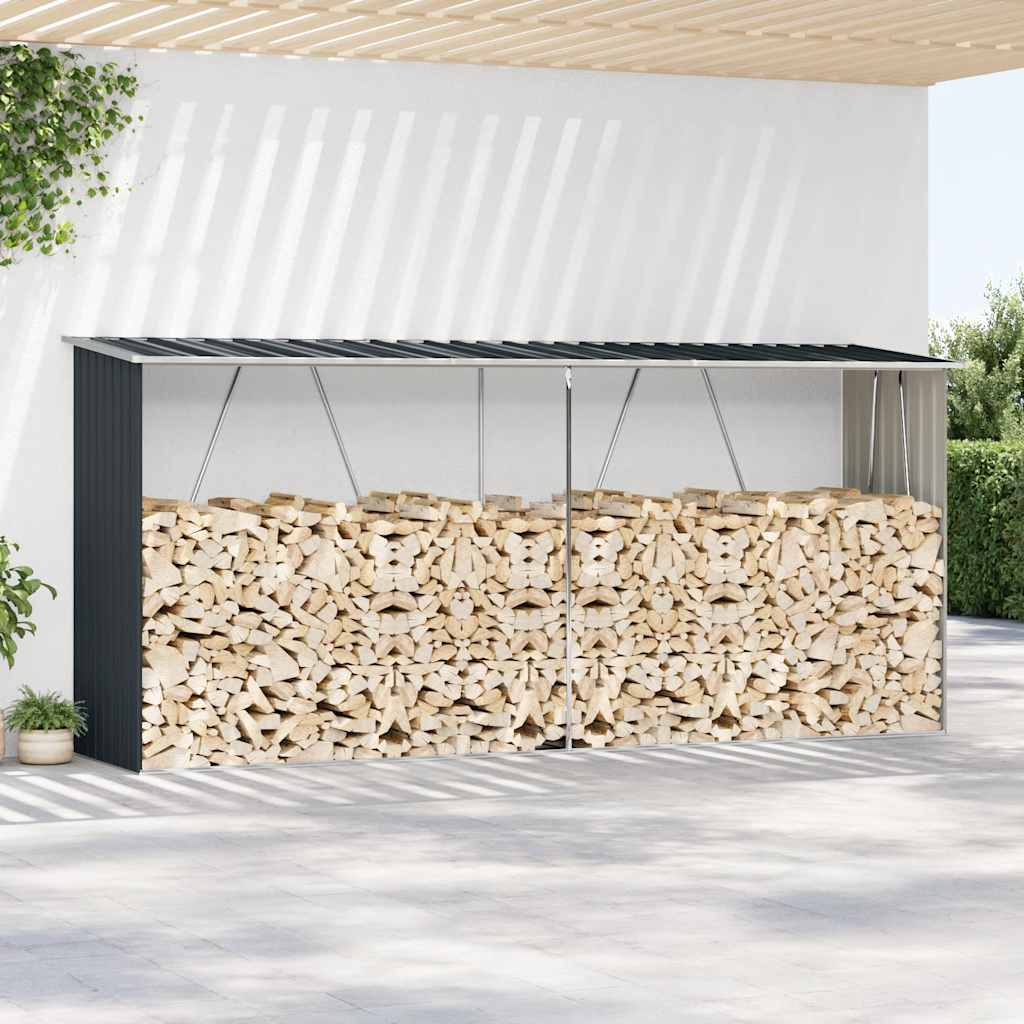 vidaXL Brennholzlager Verzinkter Stahl 330x84x152 cm Anthrazit