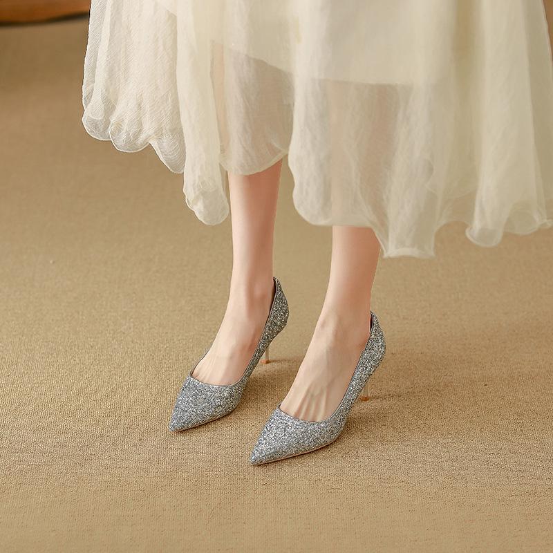 Wedding Shoes Xiuhe Wedding Dress Two Wear Bridal Shoes Leather Comfortable Breathable Not Stuffy Feet Banquet High Heels Women's High Sense