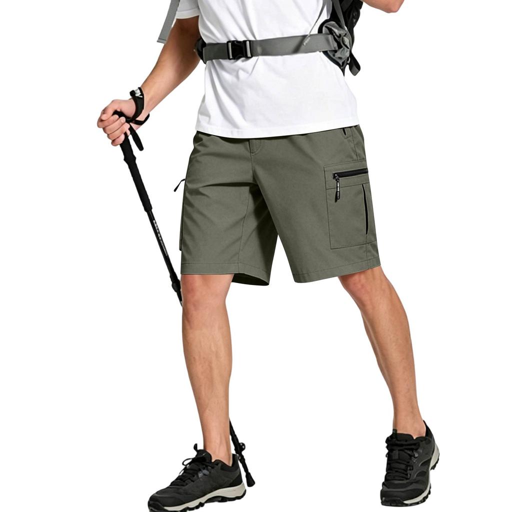 Mens Lightweight Quick Dry Hiking Shorts with Zipper Pockets Outdoor Stretchy Casual Shorts for Travel Walking