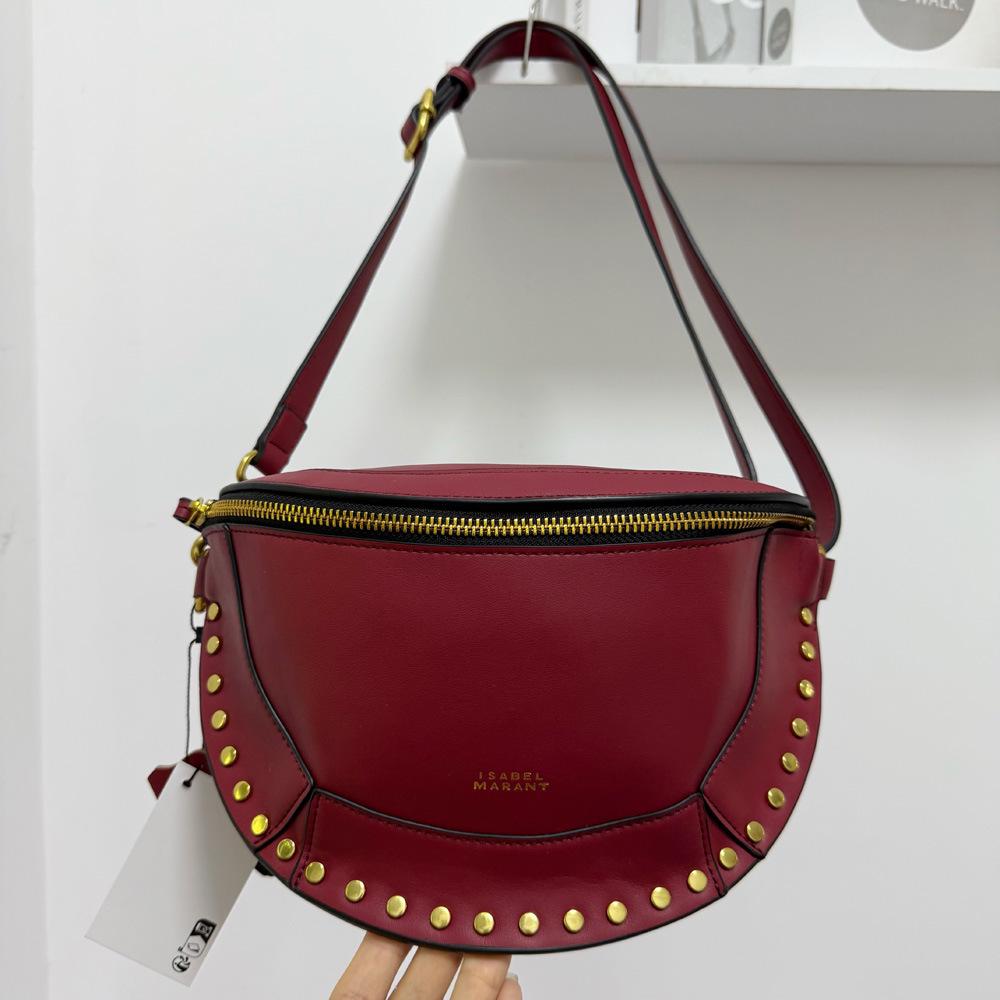 Французская Ретро заклепка Классическая Полумесяц Кожаная Сумка через плечо Сумка