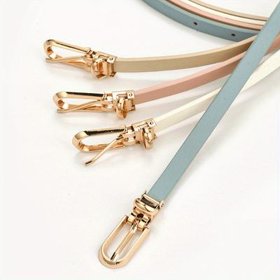 Women Candy Color Waist Strap Thin Belt For Lady Girls Pants Jeans Dress Belt Alloy Pin Buckle Waistbands Adjuestable