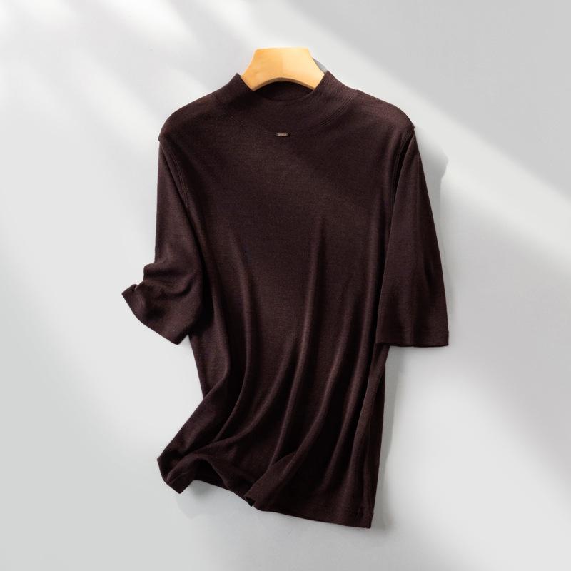 Puyuan 2025 Women's High Neck Merino Wool Base Layer - Classic Autumn/Winter Mid-Sleeve Essential