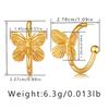 Simple C Shaped 18k Gold Plated Copper Butterfly Animal Stud Earrings For Women