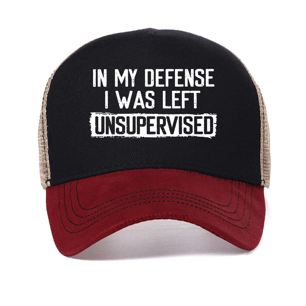 

Men s Funny Shirt in My Defense I Was Left Unsupervised cap Humor Birthday Mans baseball caps outdoor casual mesh sun hats Adjustable красный