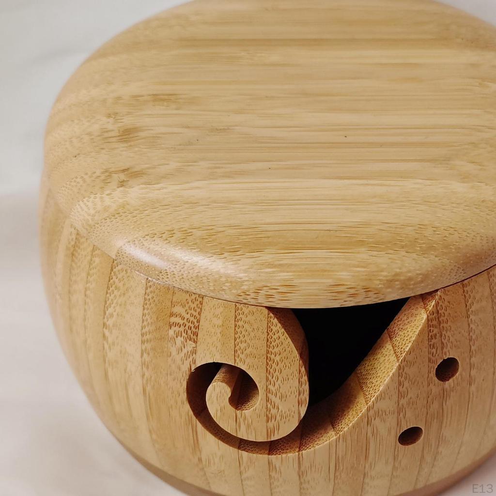 5.9 '' Crochet Yarn Bowl for Crochet, Knitting Holder, Wood Bowl, Basket