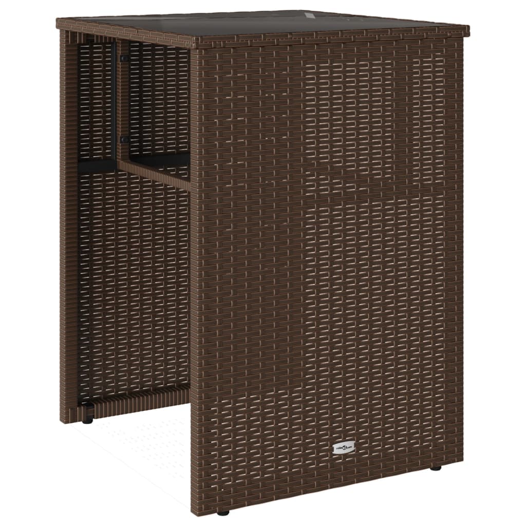 3 Piece Bistro Set with Cushions Brown Poly Rattan
