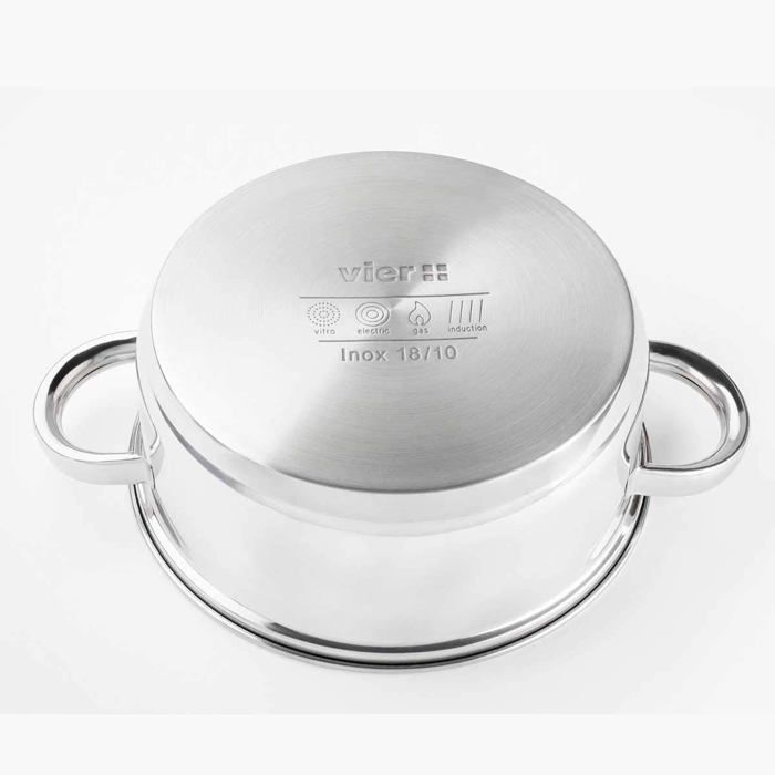 Casserole - Vier - CI22 - Acier inoxydable 18/10 - 22 cm - 3,4 litres