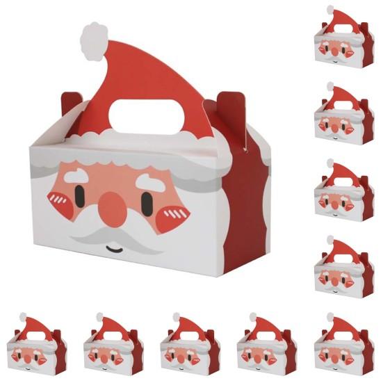 Confezione regalo di Natale da 10 pezzi Scatole regalo di cartone per caramelle Scatole per biscotti con manico Sacchetti per regali Forniture per bomboniere per feste