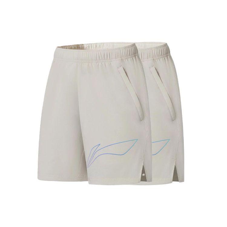 Li Ning Running Series Solid Color Dry Cool Sports Shorts Men Shorts Pearl-White AKSS513-1
