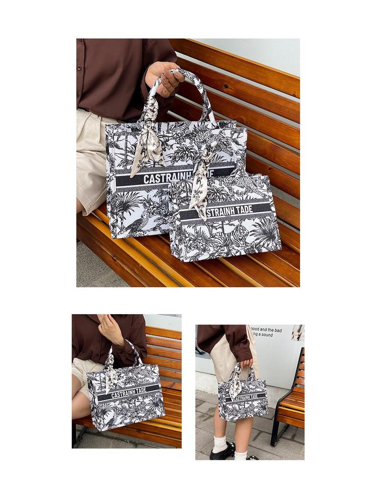 2025 Women's Large Capacity Fashion Tote: Simple Print Handbag & Souvenir Shopping Bag