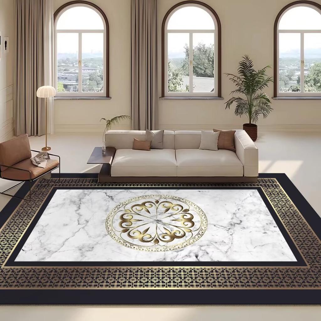 Black Golden Large Carpets for Living Room Europe Luxury Decoration Lounge Sofa Rug Washable Bedroom Non-slip Soft Mat Thicken