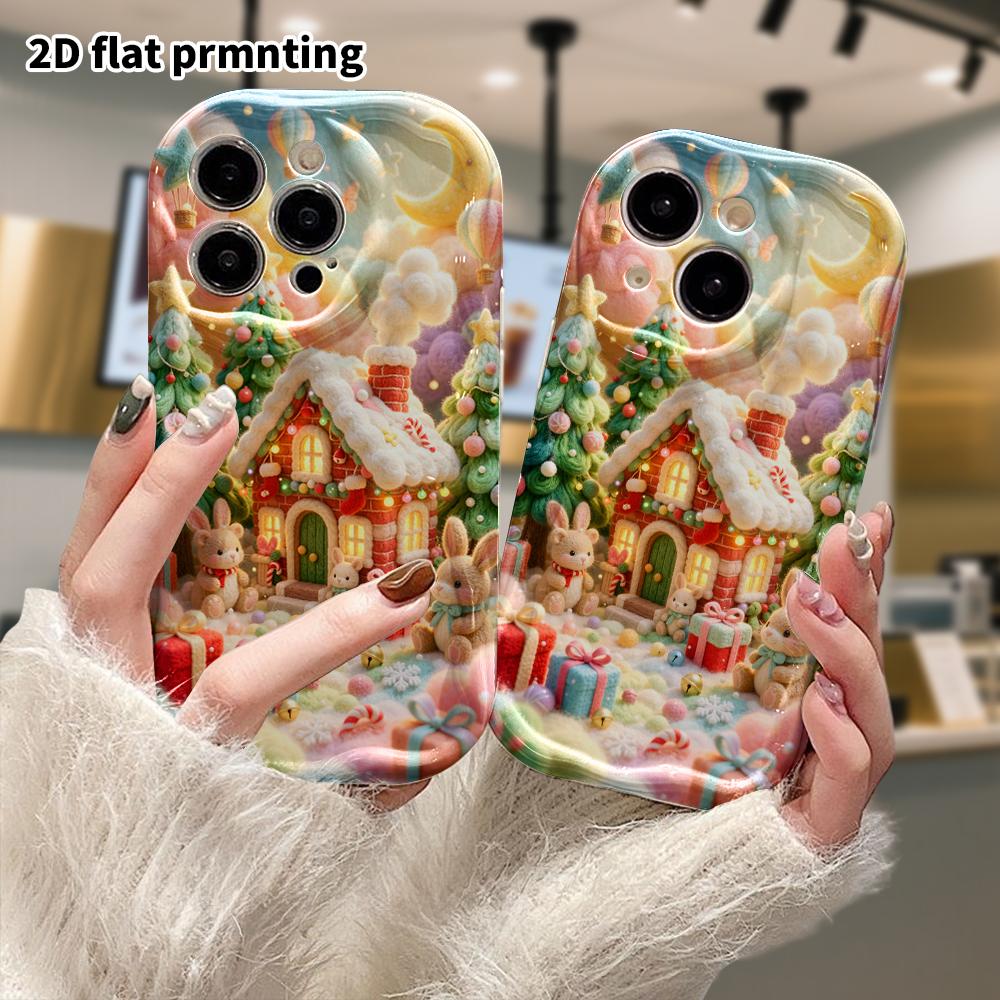 Phone Case: 2D Flat, Fits iPhone 18, 17, 16, 15, 14, 13, 12Pro Protective Case, Christmas Cottage, Perfect Holiday Gift for Christmas and Halloween