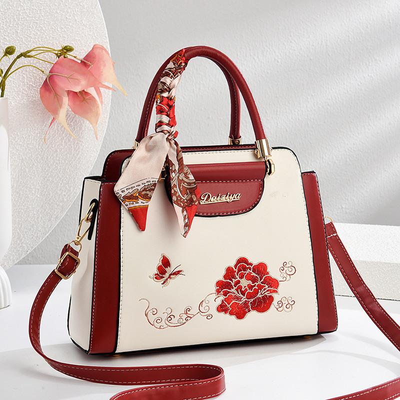 Artful Chinese Style Embroidered Pu Crossbody Bag For Daily Use Gift For Mom