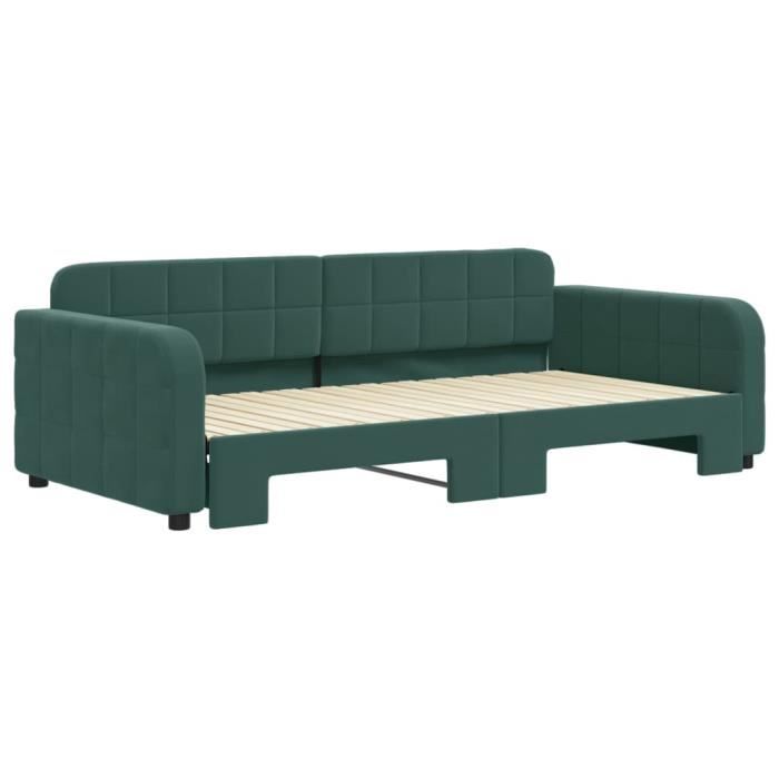 VidaXL Daybed with Pull-out Bed Dark Green 100x200 Cm Velvet 3196938