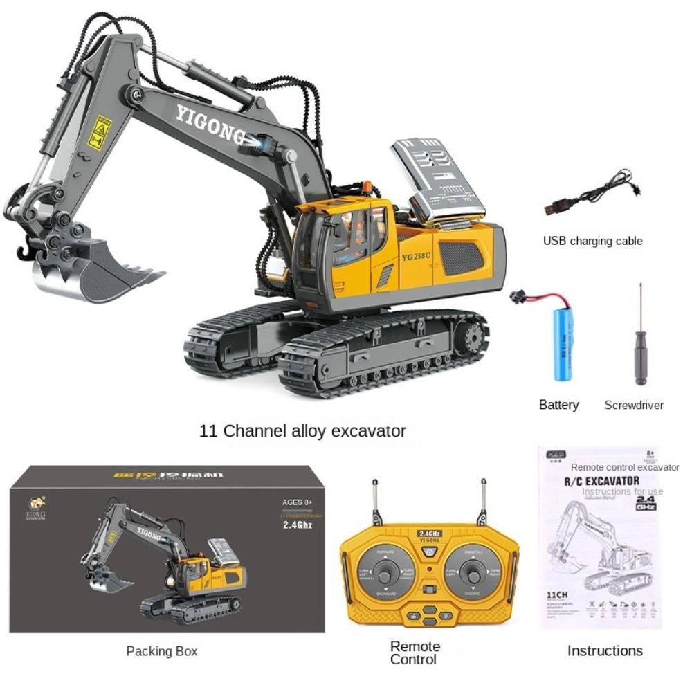 2.4G Remote Control Excavator Dump Truck 11 Channel Alloy Plastic Construction Vehicle Simulation Children'S Car Kid Gift