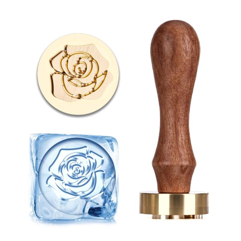Wood Handle Ice Stamper Ice Engraving Tool With Intricate Carved Pattern For Cocktails Chocolate Desserts Embossing