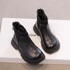 Kids Boots for Girl Patchwork Fashion Children's Causal Ankle Boots Thick Bottom Simple Toddlers School Leather Boots Non-slip
