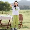 Summer Big Children's Casual Suit Knitted Short-sleeved Girls' Pants Suit