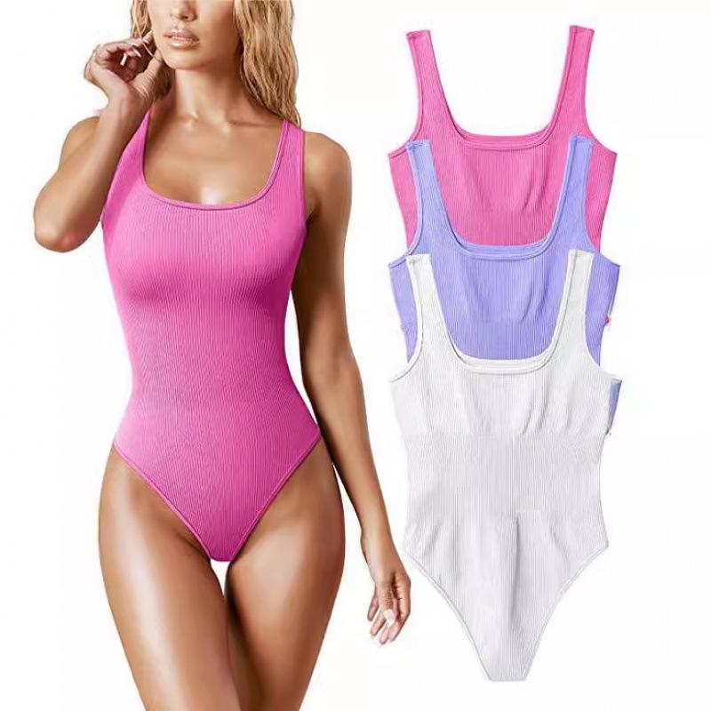 Women's U-Neck Sleeveless Tank Top Bodysuit for European and American Markets