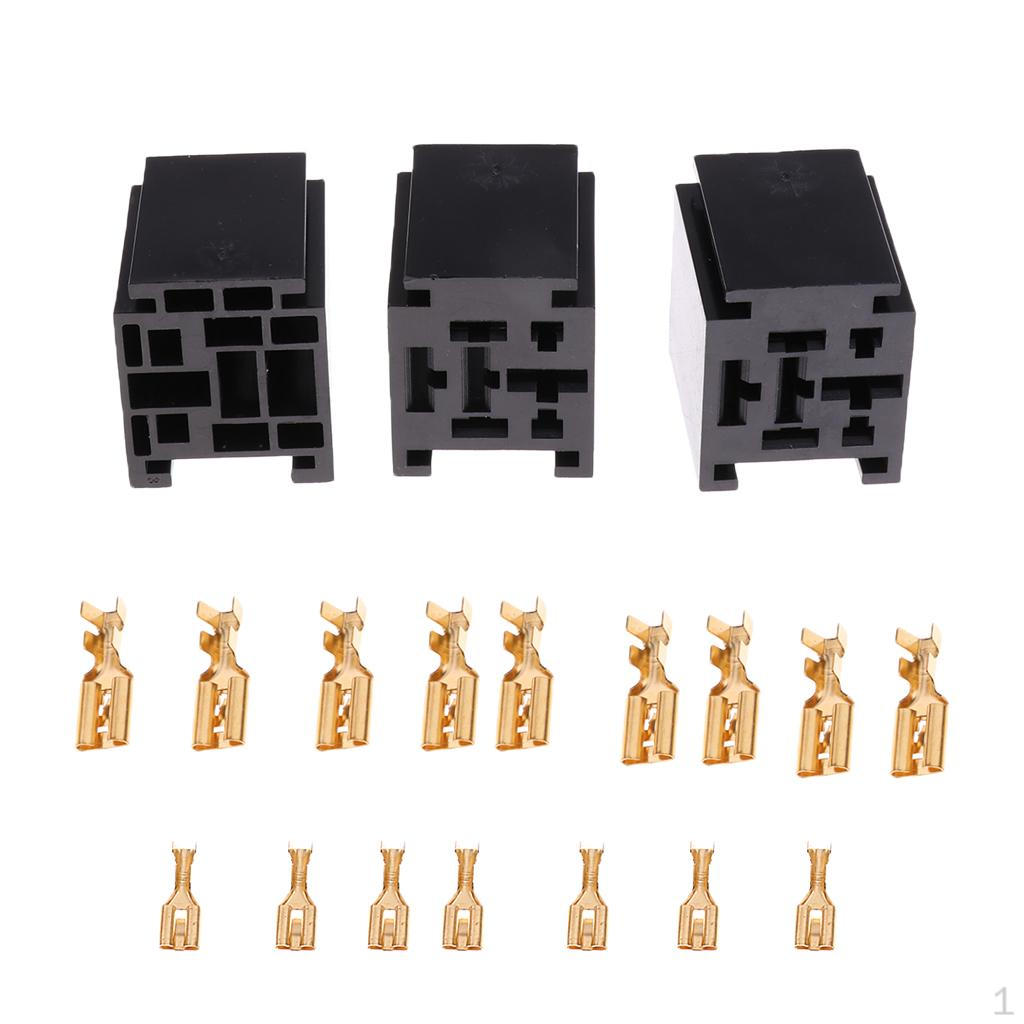 3 Pieces Automotive 80A 5 Pin Relay Socket Connector Holder With Terminals