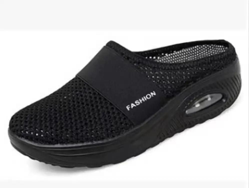 Scarpe da passeggio da donna slip-on con cuscino d'aria Scarpe da donna ortopediche per diabetici con plateau Pantofole leggere in rete Sneaker da donna con zeppa