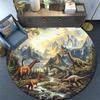 Dinosaur Landscape Round Area Rug,Carpet Rug for Living Room Bedroom Sofa Playroom Decor,Non-slip Floor Mat