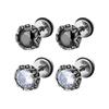 Punk Statement Gothic Titanium Steel Unisex Women Men Black Clear Crystal Zircon Ear Studs Earrings Shiny Piercing Jewelry Gift