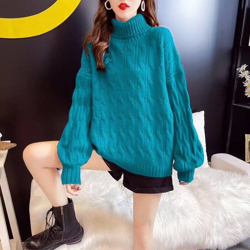 

Turtleneck Sweater Women s Autumn and Winter Fleece-lined Thickened Junior High School Students 14 Girls 15 Years Old 13 Youth 12 Bottoming Shirt Blue [quality version more anti-Pilling]] XL