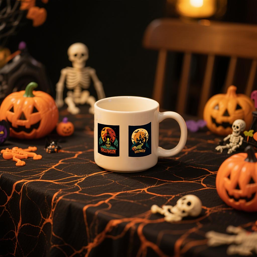 420Pcs/roll Halloween Horror Pumpkin Graffiti Sticker 5 Rectangle Designs PVC Self-Adhesive Sealing Labels Decor Party Supplies