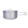 Ultra-Light Pure Titanium Camping Pot 1L Single-Layer Rice Cooker With Foldable Handle 1-2 Person Outdoor Use