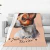 Custom Jack Russell Terrier Funny Love Blanket Warm Fleece Soft Flannel Pet Throw Blankets For Bedroom Couch Travel Autumn