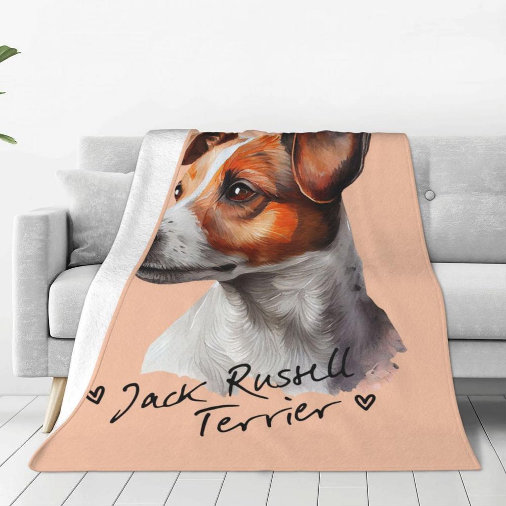 Custom Jack Russell Terrier Funny Love Blanket Warm Fleece Soft Flannel Pet Throw Blankets For Bedroom Couch Travel Autumn