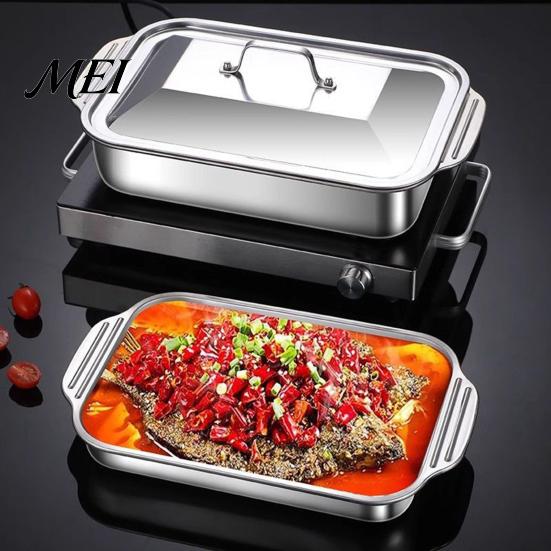 Heavy Duty Oven Pan Stainless Steel Baking Pan, with Handles, Heavy-Duty Rectangular Tray, Commercial Grade High Temperature Resistant Durable