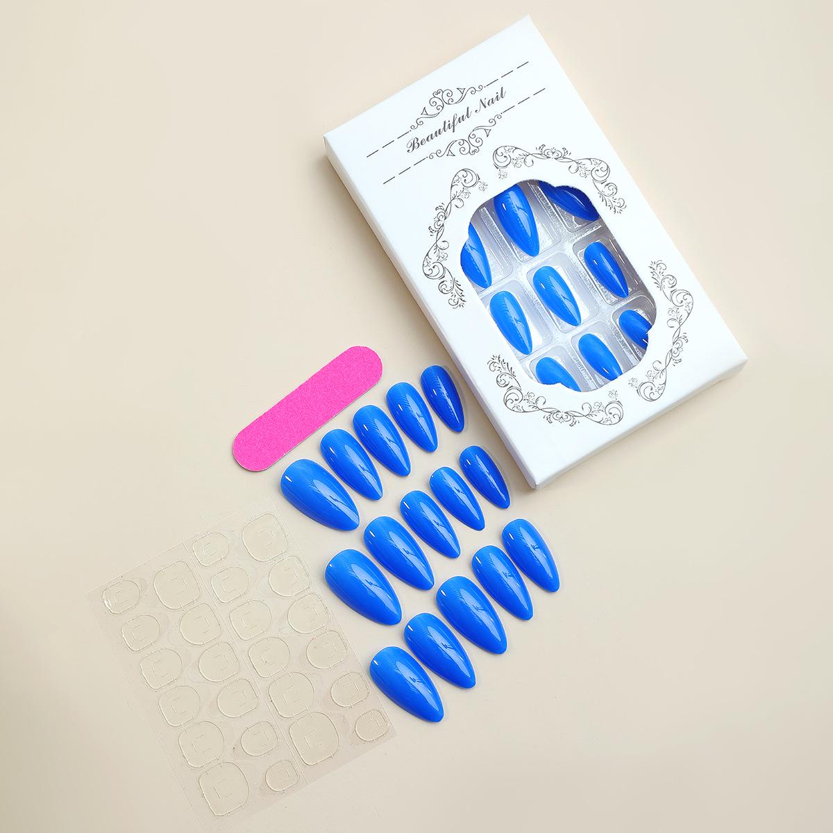 

Популярные темно-синие миндалевидные элементы для нейл-арта - Съемные и носимые однотонные накладные ногти