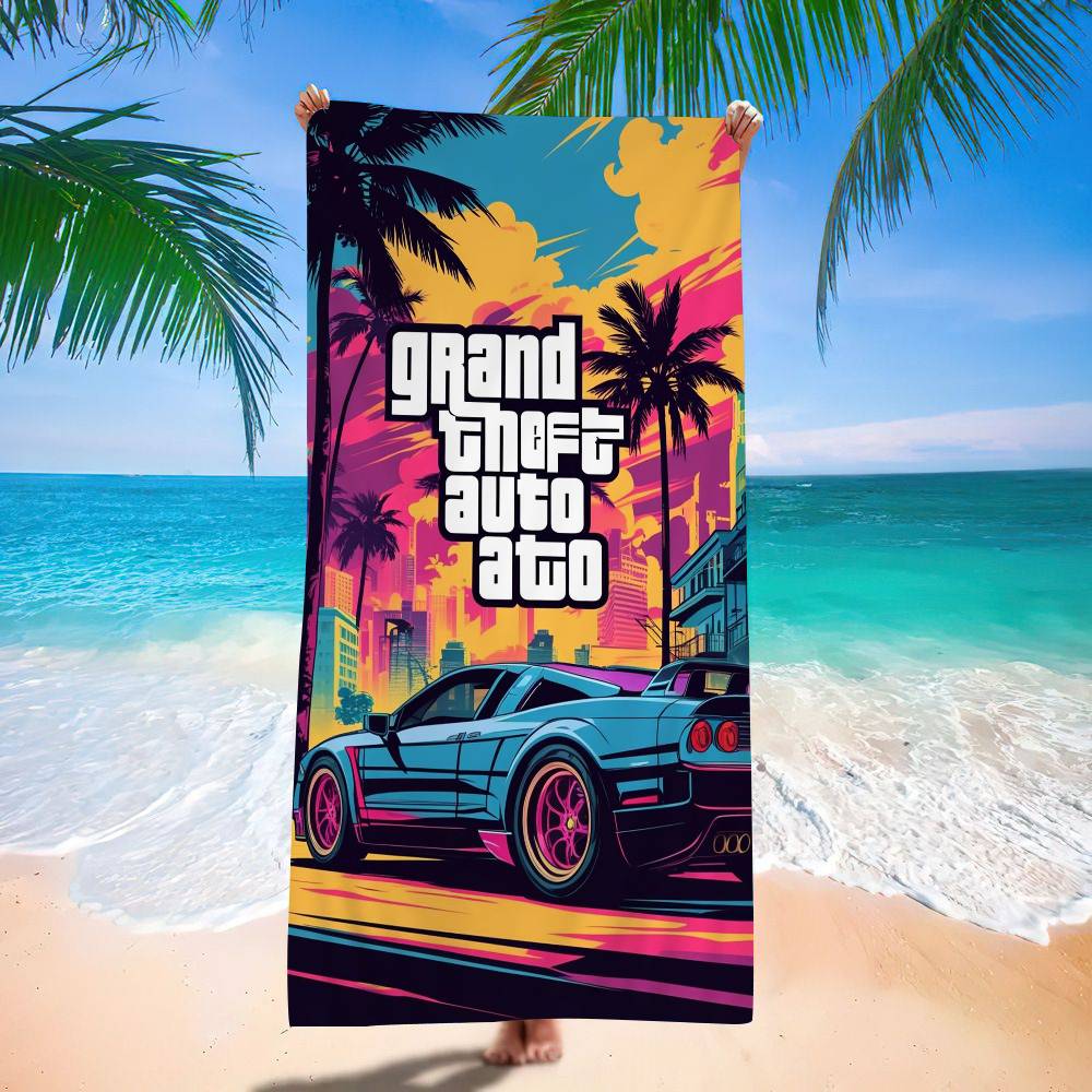 G-Grand T-Theft A-Auto VI Game Microfiber Blanket Quick Drying Beach Towels Oversized Printing Super Absorbent Pool Towel