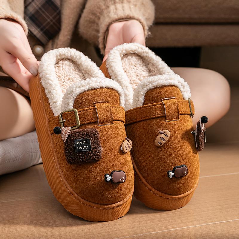 Winter new women's outer wear thick-soled heightening plush warm fashion plush one-pedal cotton shoes