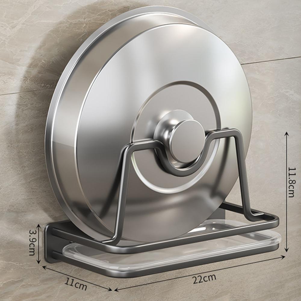 

Держатель крышек для кастрюль без сверления с поддоном, Хороший органайзер для крышек кастрюль с высокой грузоподъемностью, Кухонный органайзер Single Rod-Grey